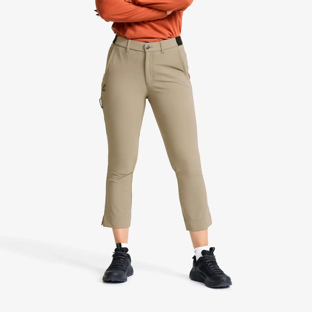 Variety Högmidjade croppade byxor för kvinnor Brindle