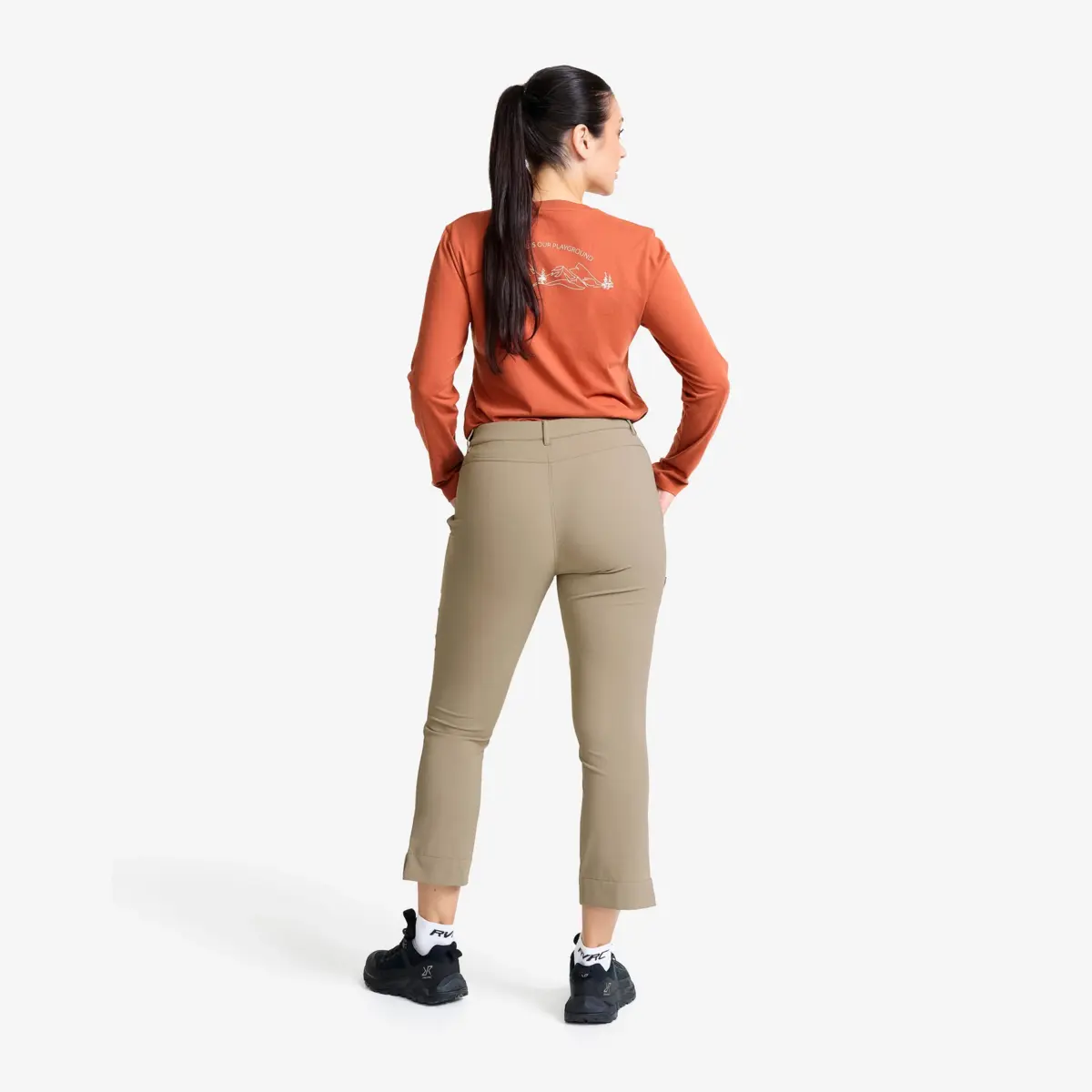 Variety Högmidjade croppade byxor för kvinnor Brindle Variety Högmidjade croppade byxor för kvinnor Brindle