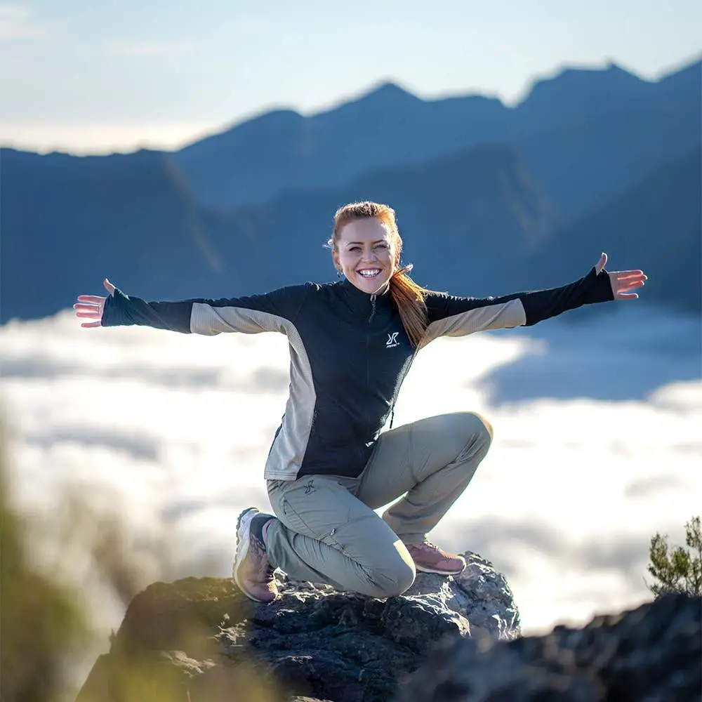 Waffle Full-zip Fleece  Dam Svart