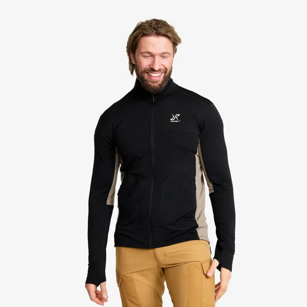 Waffle Full-zip Fleece Herr Svart Waffle Full-zip Fleece Herr Svart